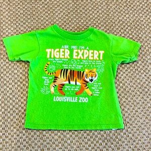 Kid Tees brand t-shirt from Louisville, KY Zoo. “Ask Me! I’m a tiger expert”